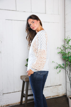 Spots and Stripe Cuffed Long Sleeve
