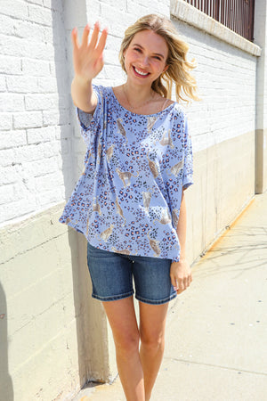 Feeling Whimsical Lilac Cheetah Print Short Sleeve Knit Top