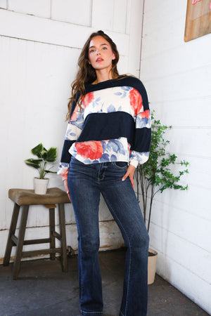 Cottage Roses Colorblock Long Sleeve