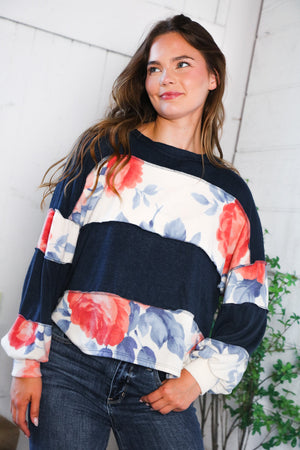 Cottage Roses Colorblock Long Sleeve