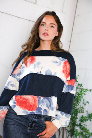 Cottage Roses Colorblock Long Sleeve