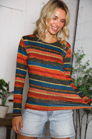 Canyon Glow Stripe Hacci Top