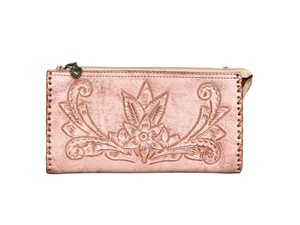 Hand-Tooled Leather Clutch, Wristlet & Crossbody - Multiple Colors