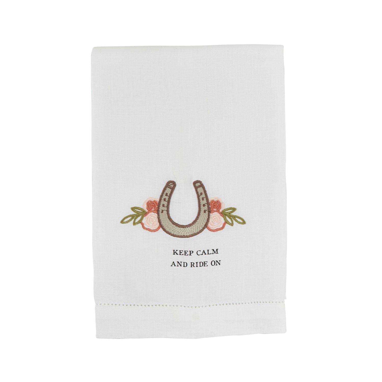 Keep Calm and Ride On Horseshoe Embroidery Towel
