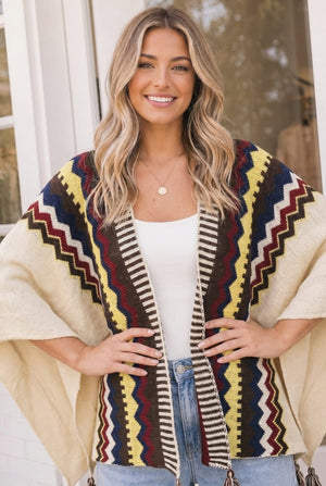 Chilly Nights Kimono Wrap with Tassel Tie