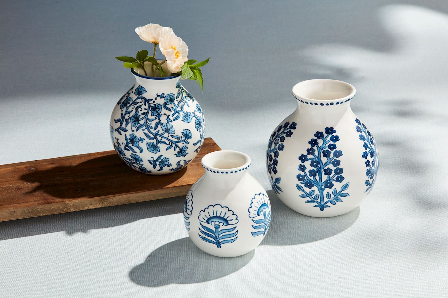 Floral Print Hand-Stamped Vase