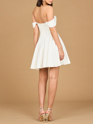 Off Shoulder, A-line Bridal Short Dress