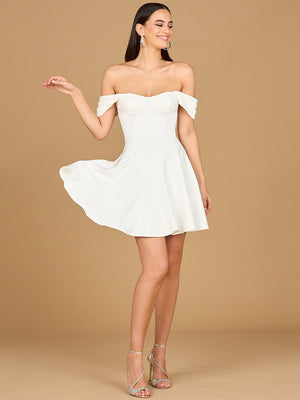 Off Shoulder, A-line Bridal Short Dress