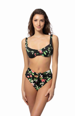 FLORAL UNDERWIRE TIE WAIST BIKINI SET