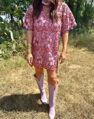 Lulu Short Sleeve Mini Caftan- Autumn