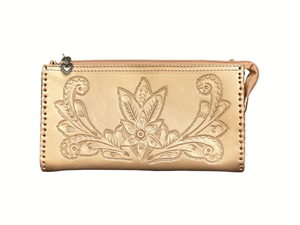 Hand-Tooled Leather Clutch, Wristlet & Crossbody - Multiple Colors