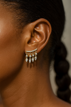 18k Gold Plated CZ Dangle Studs - Gold or Silver