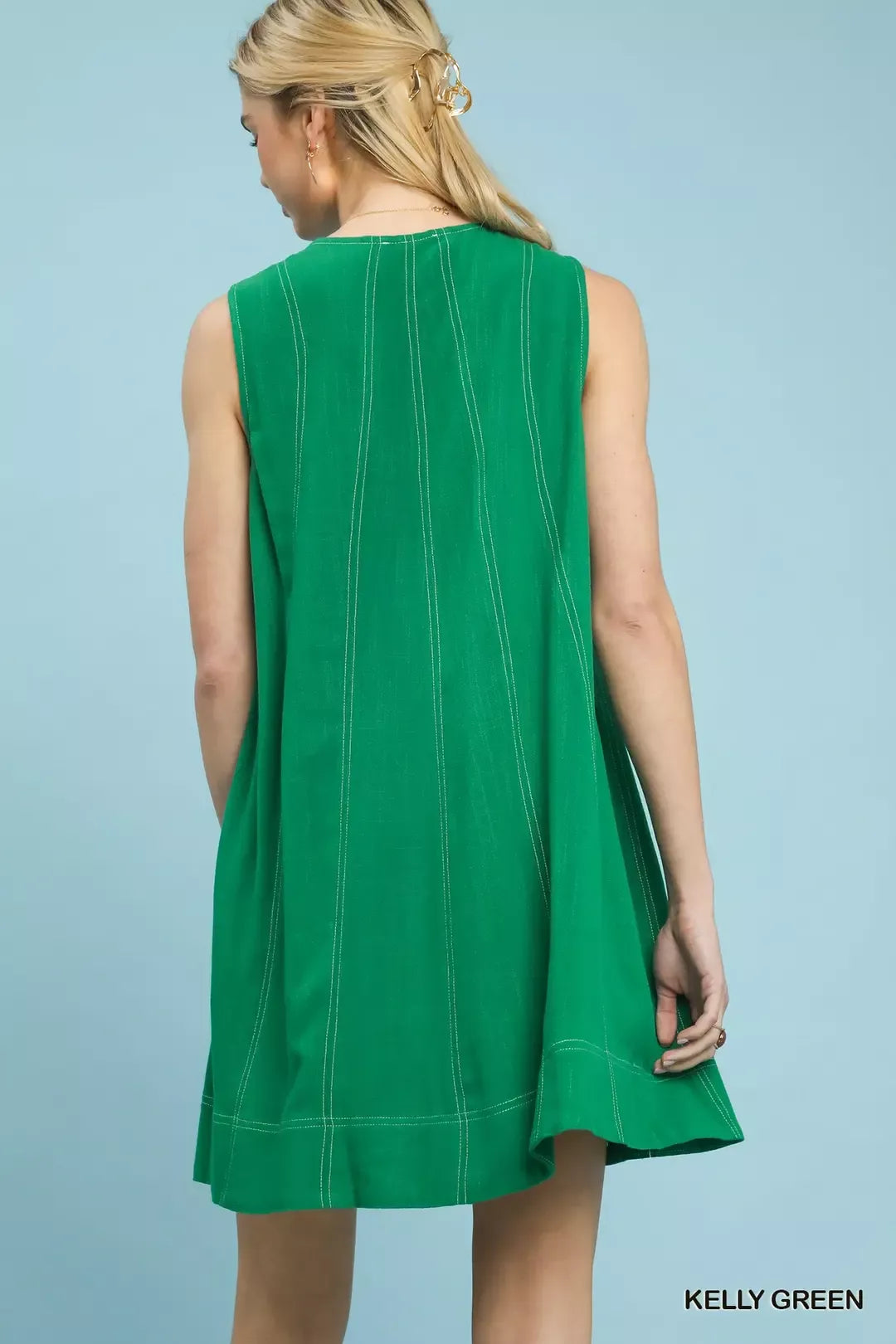kelly green sleeveless dress SSYS Brynlee Crepe Collared Sleeveless Dress Kelly Green main image 0