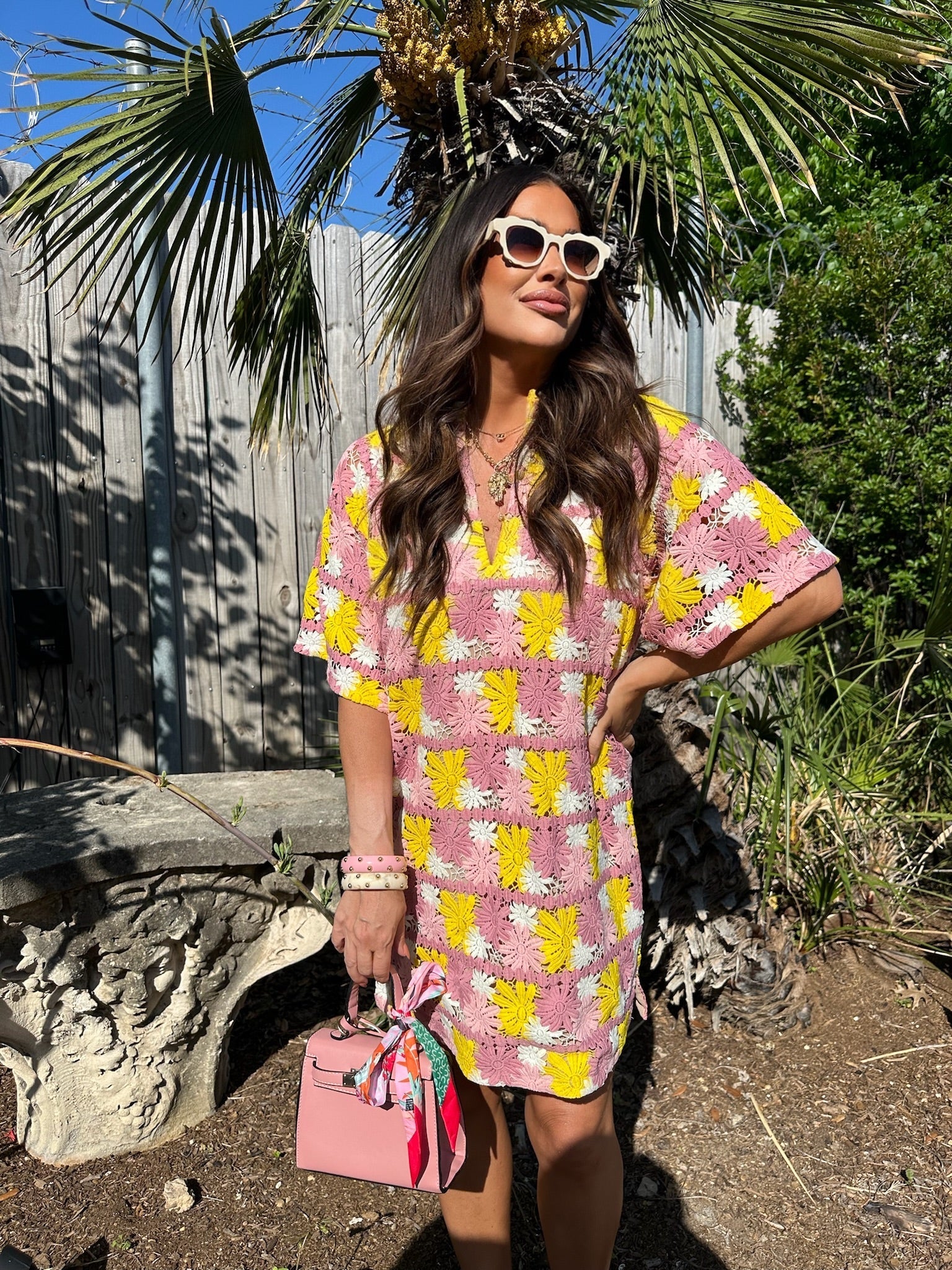 Lulu Short Sleeve Mini Caftan -Sunny Daze