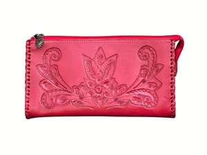 Hand-Tooled Leather Clutch, Wristlet & Crossbody - Multiple Colors