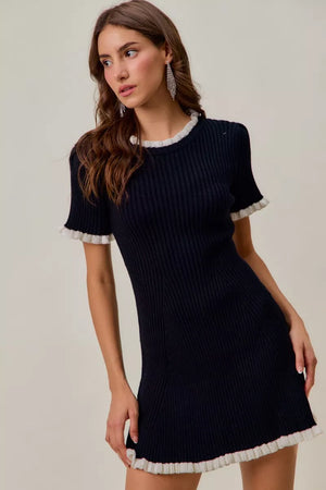 knitted belle dress La Belle Tube Knitted Ruffle Texture Stretch Maxi Dress Black / M
