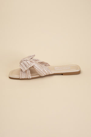 Bow Flat Slides - Black, Fuchsia, Cream