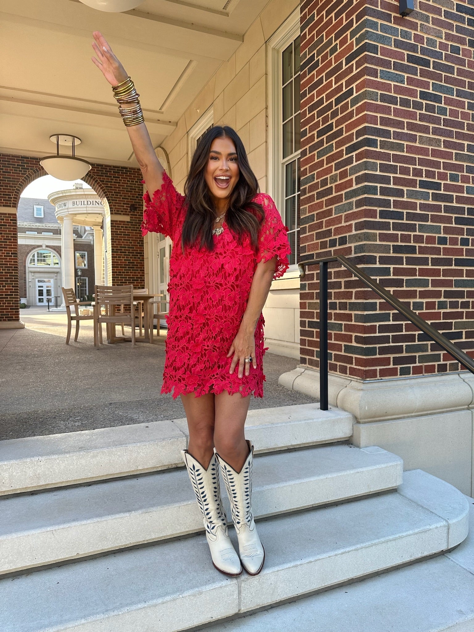 Lulu Short Sleeve Mini Caftan- Chili