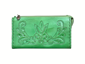 Hand-Tooled Leather Clutch, Wristlet & Crossbody - Multiple Colors
