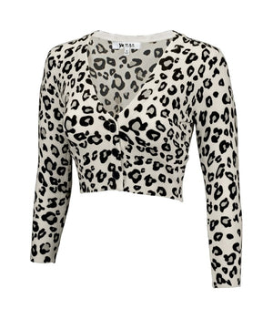 Cropped Bolero Leopard Print Sweater Cardigan