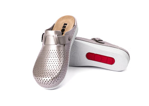 Nora IV by LEON– Women’s Leather Clogs- Adjustable Buckle with Removable Gel-Insole