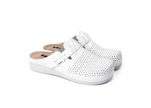 Nora IV by LEON– Women’s Leather Clogs- Adjustable Buckle with Removable Gel-Insole