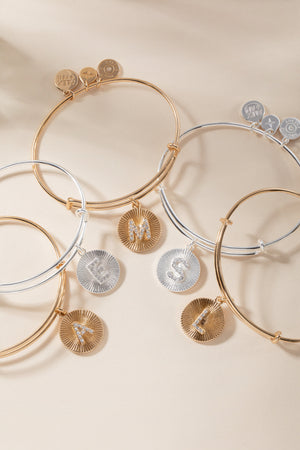 Initial S Pave Starburst Texture Bangle