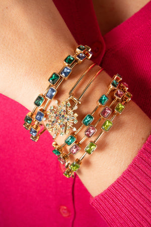 December Birthstone Emerald Cut Bangle