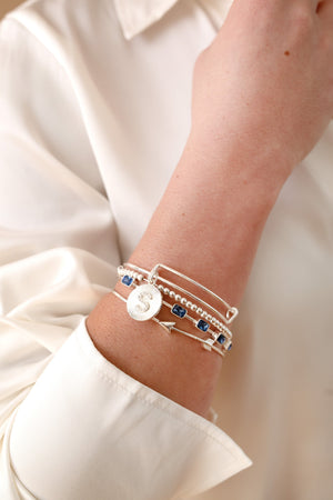 Initial S Pave Starburst Texture Bangle