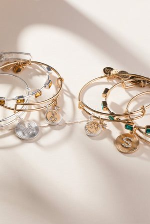 Initial S Pave Starburst Texture Bangle