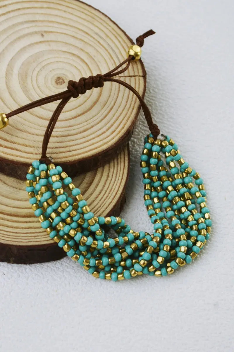 Turquoise Gold Layered Boho Bracelet 💚✨ Leto Collection