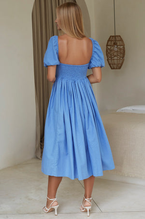 Adele Midi Dress - Caribbean Blue