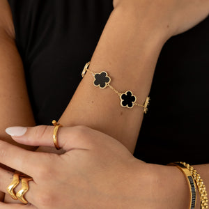 Adeline Clover Bracelet - Onyx, Turquoise or Tiger Eye