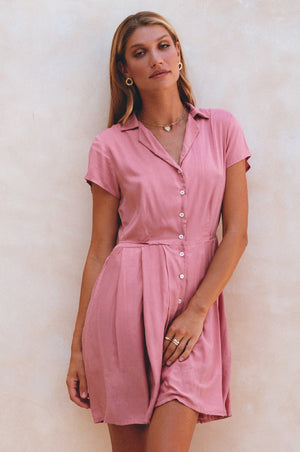 Agnes Shirt Dress - Pink
