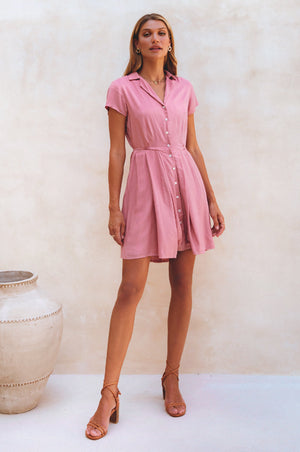 Agnes Shirt Dress - Pink