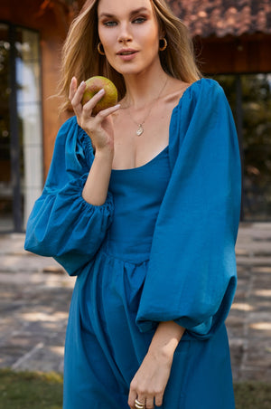 Alila Smocked Linen Midi Dress by ELF