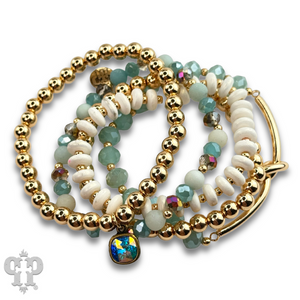 Infinity Knot Charm Bracelet Set - Black or Green