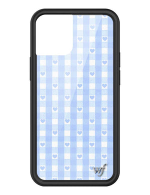 Blue Gingham Hearts iPhone Case