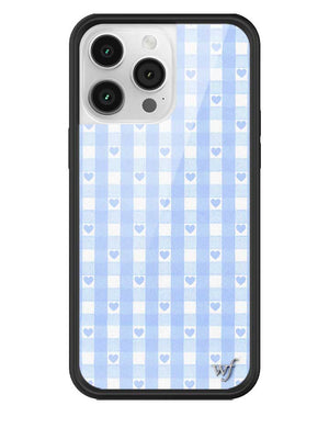 Blue Gingham Hearts iPhone Case