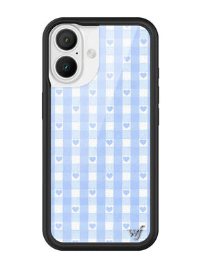 Blue Gingham Hearts iPhone Case