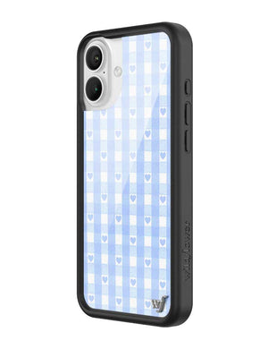 Blue Gingham Hearts iPhone Case