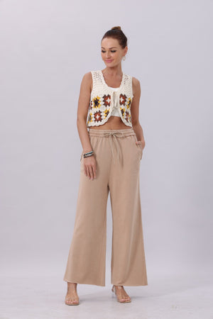Acid Wash Wide-Leg Sweatpants – Relaxed Fit with Raw Hem
