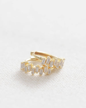 Crystal 14k Gold Huggies Earrings