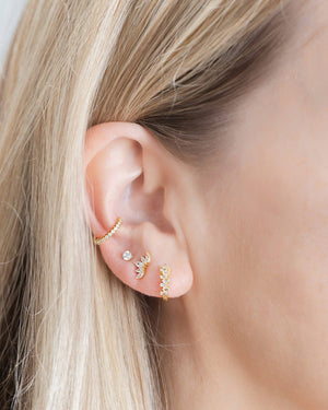 Crystal 14k Gold Huggies Earrings
