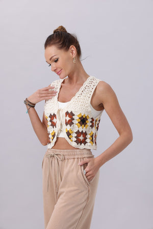 Boho Granny Square Crochet Vest