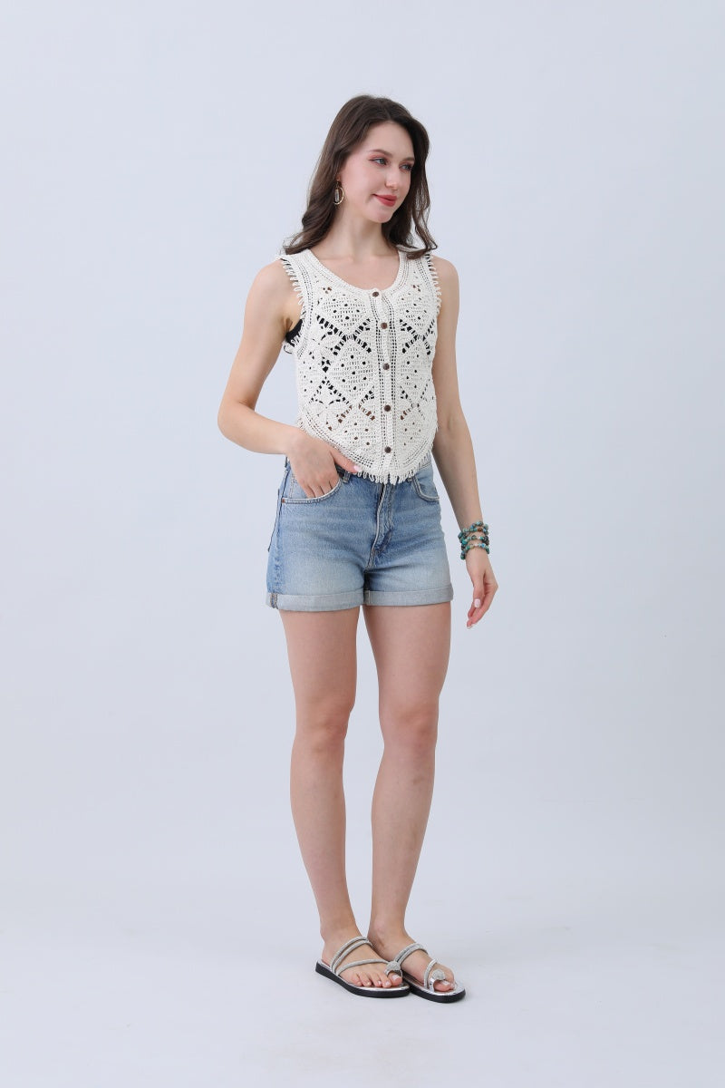 Boho Crochet Vest – Cotton Lace Summer Essential🌞✨