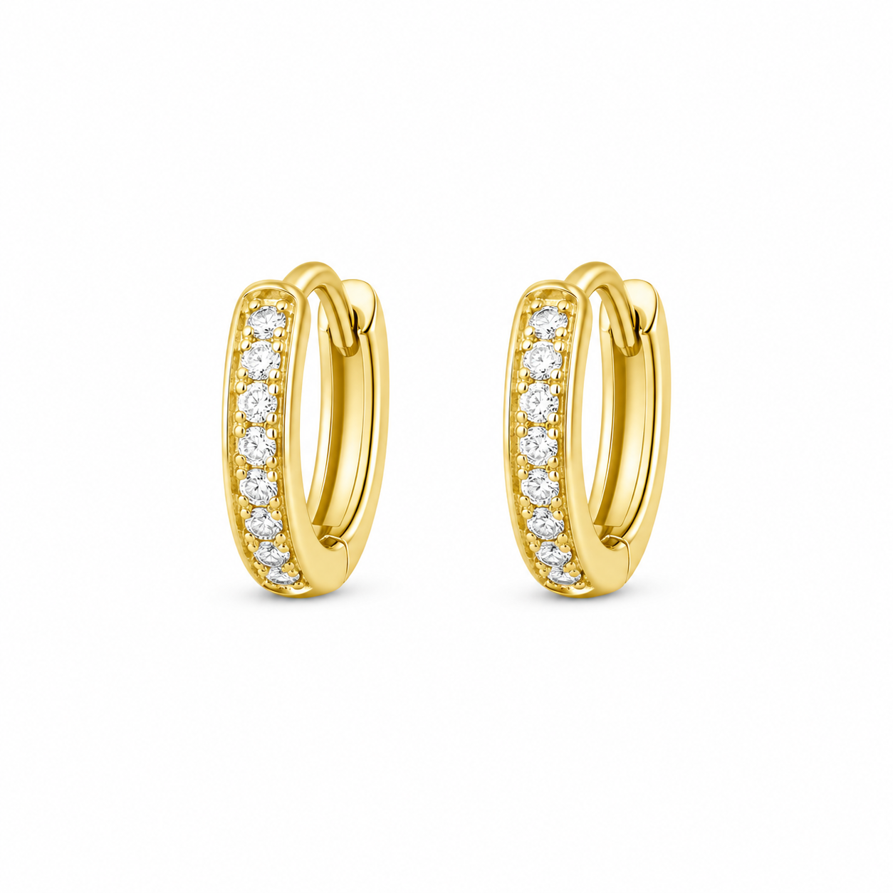 18k Gold Plated Pave Huggies - Gold or Silver