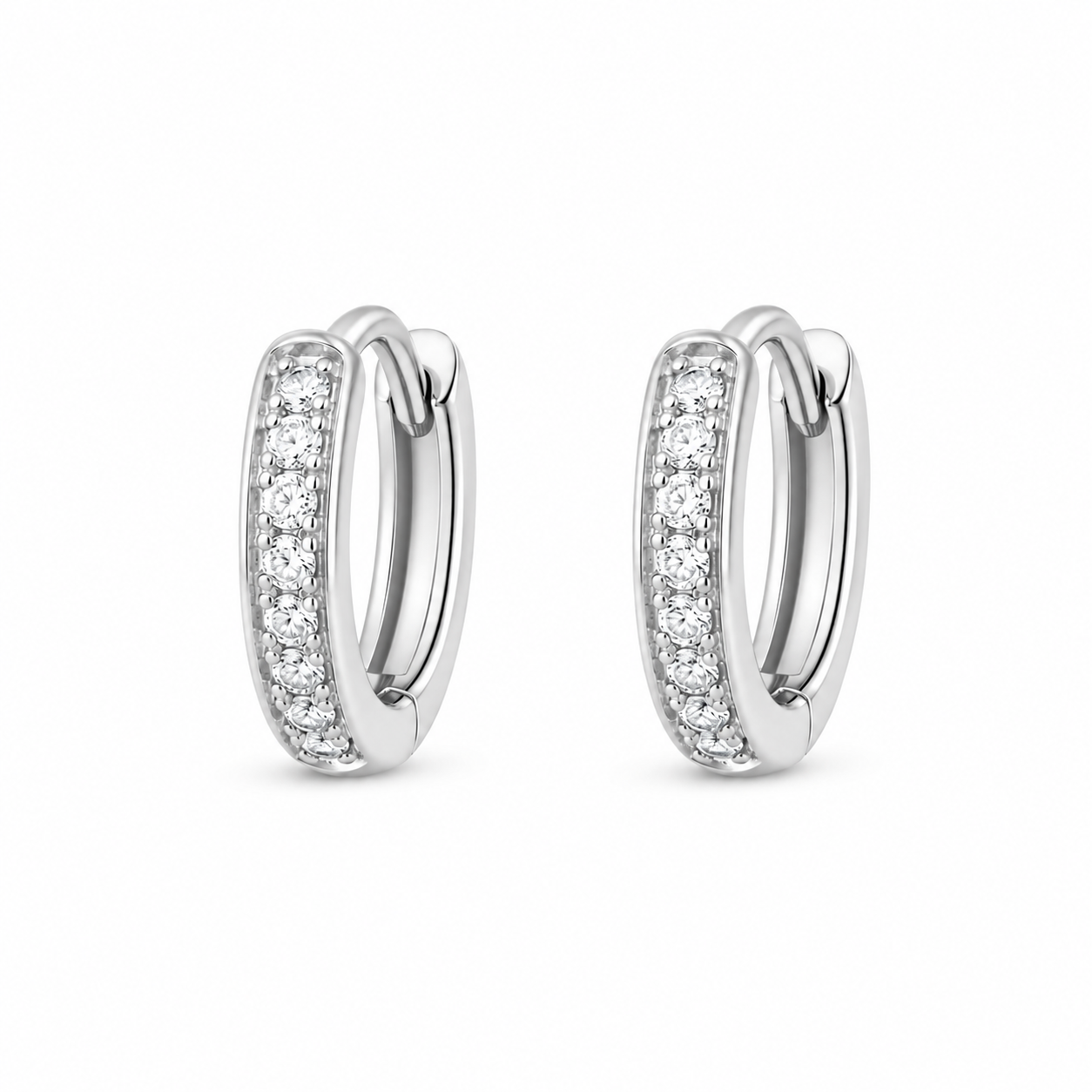 18k Gold Plated Pave Huggies - Gold or Silver