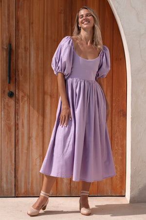 Cherie Puff Sleeve Midi Dress by ELF