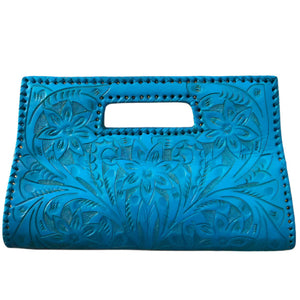 Hand-Tooled Leather Clutch & Crossbody - Multiple Colors